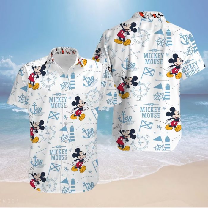 Disney Mickey Mouse Hawaiian Shirt Men's Disneyland Short Sleeve Button Up Shirt Casual Fashion Beach Shirt Vintage Tops 3