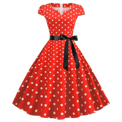 Woman Retro Dresses Audrey Hepburn 1950s 60s Rockabilly Polka Dot Printed Bowknot Pinup Ball Gown Party Dress Robe Vestidos#g3 2