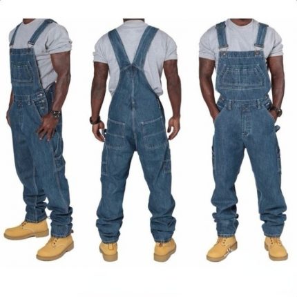 Fashion  Men Jeans 2021 New Suspenders Casual Multi-pocket Jeans Loose Pants Men Clothing Plus Size Overalls Trend Denim Pants 2