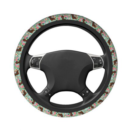 Doxie Florals Dachshund Steering Wheel Cover Badger Sausage Dog Steering Wheel Protector Universal 14.5-15 Inch Car Accessories 2