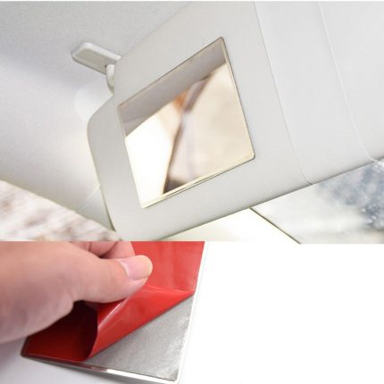 Car Cosmetic Mirror Stainless Steel Portable Sun-Shading Makeup Mirror Practical Car Interior 110*65mm For Car Decoration 2