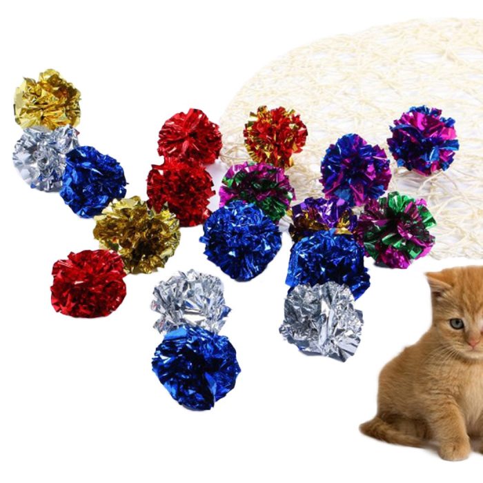 Cat Toys Multicolor Mylar Crinkle Ball Ring Paper Sound Toy for Cat Kitten Playing Interactive Pet Cat Products Supplies 1