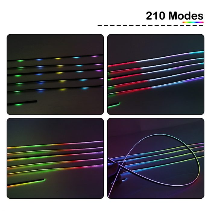 18 In 1 Full Color Streamer Car Ambient Lights RGB 64 Color Universal LED Interior Hidden Acrylic Strip Symphony Atmosphere Lamp 2
