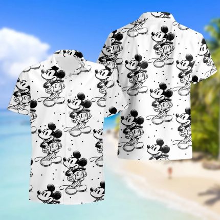 Disney Mickey Mouse Hawaiian Shirt Men's Disneyland Short Sleeve Button Up Shirt Casual Fashion Beach Shirt Vintage Tops 2
