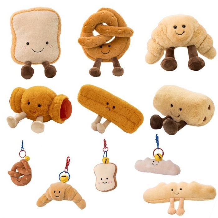 Small Size Cartoon Figure Pretzel Crossant Toast Bread Doll $ Pendent Food Toy Stuffed Plush Backpack Decor Birthday Gifts 1