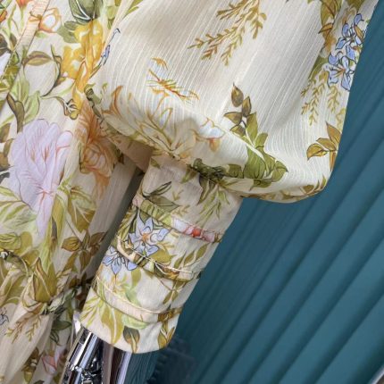 2022 fairy elegant slim temperament belt water-patterned chiffon shell buckle dress 2
