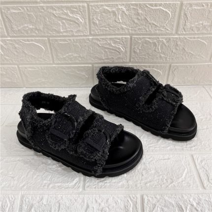 Designer Sandals Women Summer 2023 Casual Beach Flats Ladies Thick Sole Platform Shoes Black Crystal Gladiator Sandalias Mujer 2