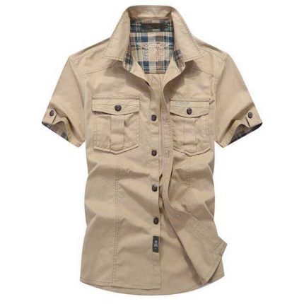 New Fashion Men Shirts for Summer Cotton Military Loose Baggy Army Shirts Short Sleeve Cargo Shirts Big Size Male Clothing 2