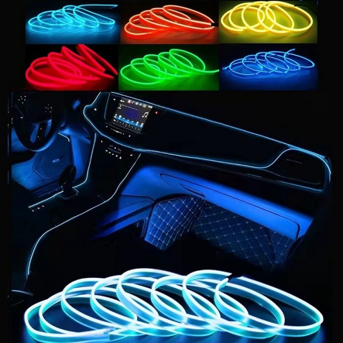 1m/3m/5m Neon LED Car Interior Lighting Strips Auto LED Strip Garland EL Wire Rope Car Decoration lamp Flexible Tube 3