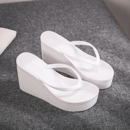 Ladies Summer Shoes Ladies 2022 Wedge Rubber Flip-Flops High Heel Mules Candy Color Platform Women Beach Slippers White 39 1