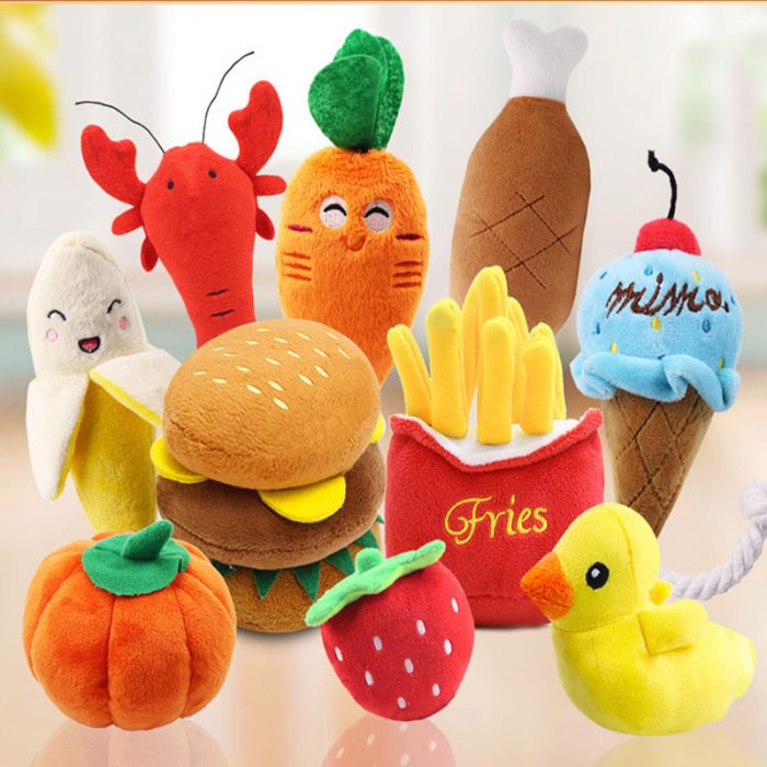 1Pc Pet Toys Fruit Animals Cartoon Dog Toy Stuffed Squeaking Cute Plush Puzzle for Dogs Cat Chew Squeaker Squeaky Toy 1