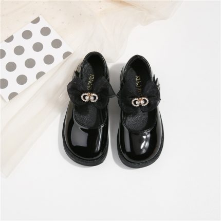 Girl School Shoes Black Children Fashion Leather Shoes Soft Glossy Shallow Classic Toddler Kids Non-slip Flats Shoes Hook & Loop 2