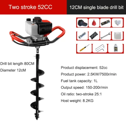 Digging Machine Small Ground Drill Earth Auger Two Stroke Gasoline Hole Drilling Machine 8cm Drill Garden Tool 2