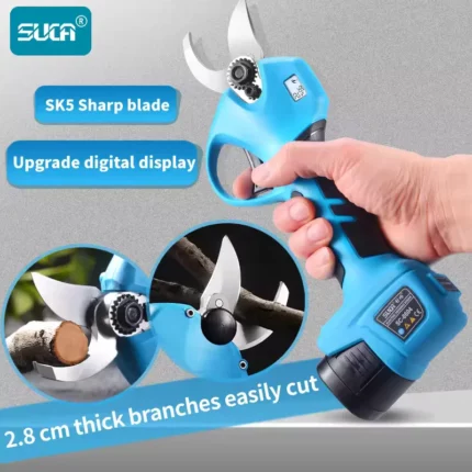 16.8V 8604 Electric Pruning Shear Powerful Cordless Electric Scissor Max 28mm Tree Branch Pruner Garden Secateur 2Ah x 2 Battery 2