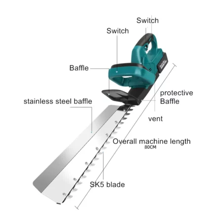 2800W  Handheld Cordless Hedge Trimmer Tea Tree Trimmer Garden Lawn Trimmer Pruning Saw Lawn Mower for Makita 18V Battery 2