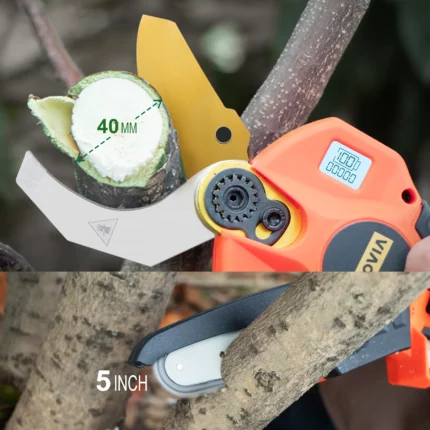 T TOVIA Cordless Electric Pruner Battery 40mm 25V Pruning Shear or Reach Extension Pole or 5 Inch Electric Chain Saw Garden Tool 2