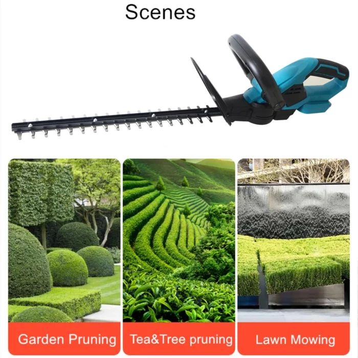 1800W Cordless Electric Hedge Trimmer Dual-blade Garden Trimmer Tea Tree Hedge Trimmer Pruning Saw Lawn Mower for 18V Makita 6
