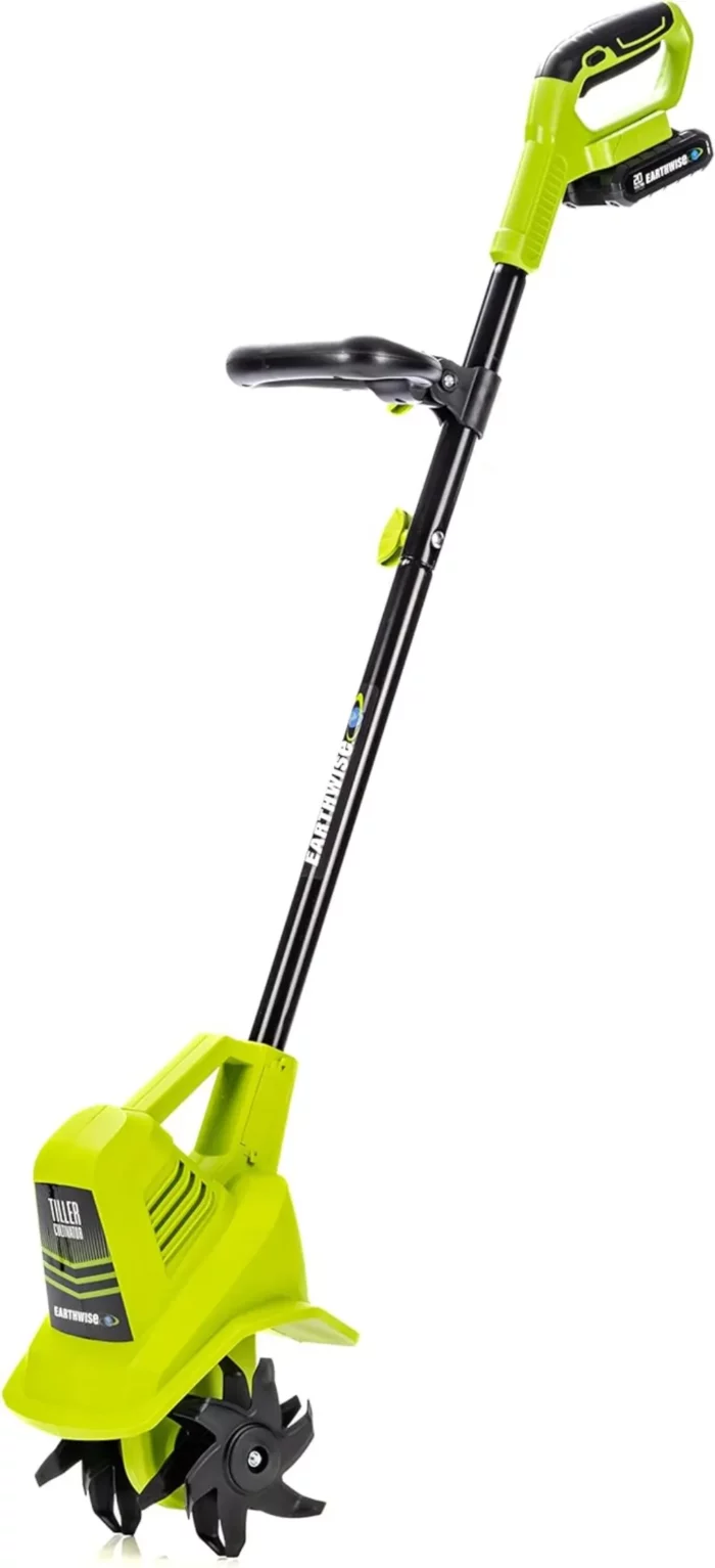 20-Volt 7.5-Inch Cordless Electric Garden Tiller Cultivator, (2AH Battery & Fast Charger Included), Green 1