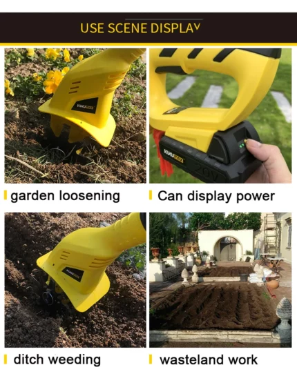 20V Handheld Tiller Garden Rotary Cultivator Machine Cordless Garden Power Tool Professional Portable Cultivator Garden ToolS 2
