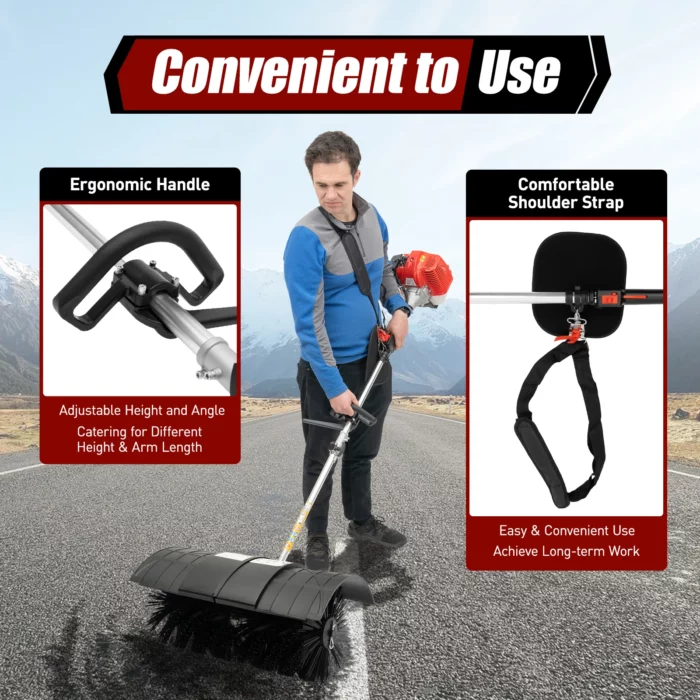 52CC Gas Power Sweeper Hand Held Broom Cleaning Driveway Turf Garden 1700W 2.3HP 52CC 2.3HP Hand-Held Walk Behind Sweeper Gas 5