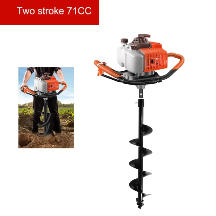 Digging Machine Small Ground Drill Earth Auger Two Stroke Gasoline Hole Drilling Machine 8cm Drill Garden Tool 1