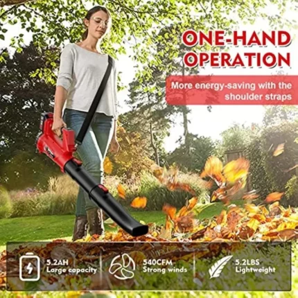 Dragro Portable Cordless Handheld Electric Leaf Blowers 540CFM 20000RPM 21V Battery Powered Blower Lawn Care Garden Power Tools 2