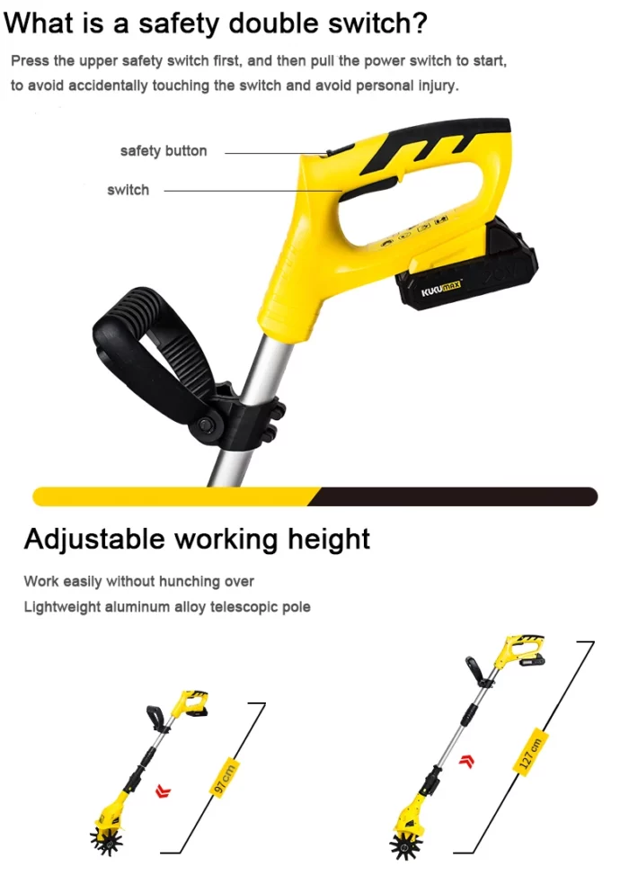 20V Handheld Tiller Garden Rotary Cultivator Machine Cordless Garden Power Tool Professional Portable Cultivator Garden ToolS 4