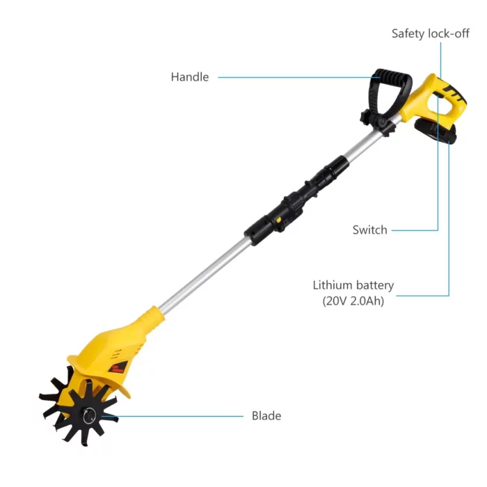 20V Handheld Tiller Garden Rotary Cultivator Machine Cordless Garden Power Tool Professional Portable Cultivator Garden ToolS 3