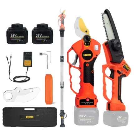 T TOVIA Cordless Electric Pruner Battery 40mm 25V Pruning Shear or Reach Extension Pole or 5 Inch Electric Chain Saw Garden Tool 1